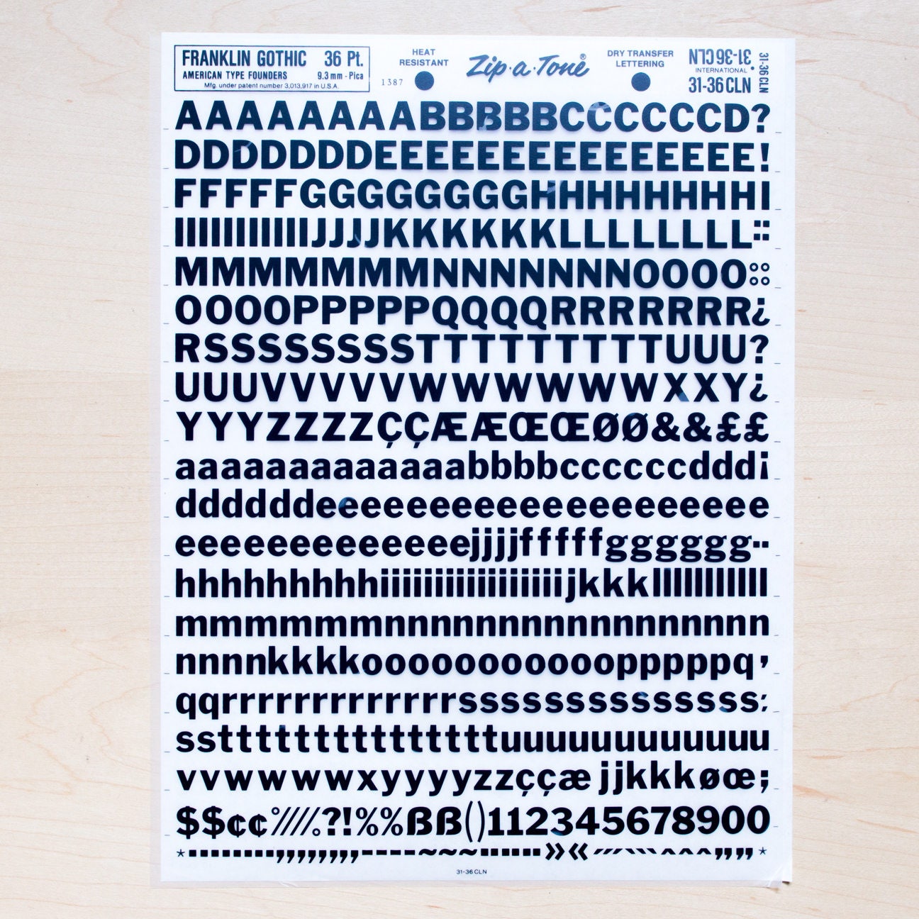 FRANKLIN GOTHIC 36pt Letraset Rub on Transfers Rub On Letters Dry