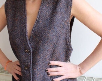 The boss / wool jacket / suit with skirt / Vintage / Eggplant / one size