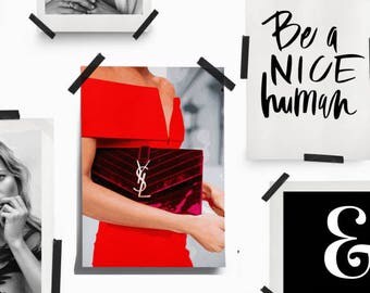 Yves Saint Laurent bag, YSL bag, fashion wall art, fashion photography print, fashion illustration, digital download, instant, printable art