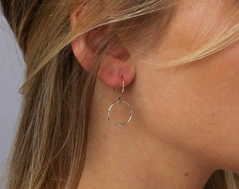 Open Circle Earrings, Dainty Everyday Earring, Minimal Earring, Hoop Earrings, 14k Gold Fill, Sterling Silver, by LEILAJewelryshop, E203