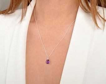 February Birthstone, Amethyst necklace, Amethyst Pendant, Purple Gemstone: 14K Gold Filled, Rose Gold, Sterling Silver