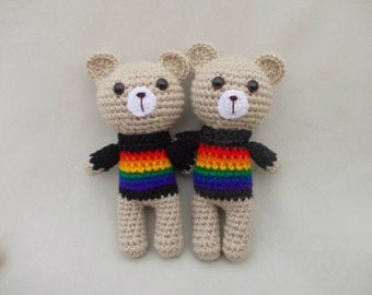 Rainbow Teddy Bears Rainbow Gift Gay wedding gift rainbow cause awareness gay pride awareness Valentine's Bear Valentine's Day Gay Gift