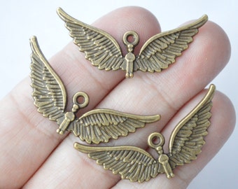 6 Pcs Angel Charms Antique Bronze Tone 37x18mm - YD056