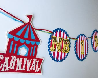 Carnival Circus First Year Banner, Carnival Birthday Banner, Circus Birthday First Year Banner