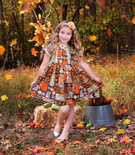 Items similar to Fall Dress, Girls Dress, Thanksgiving Dress, Fall ...