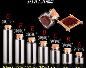 50pcs 10ml 15ml 20ml 25ml 30ml 40ml 55ml Glass Bottles with Cork Empty Bottles Jars Containers Vial Crafts Bottles Jars