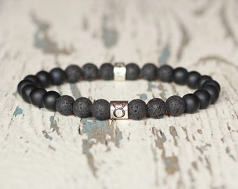Taurus bracelet zodiac sign taurus jewelry birthday may men zodiac bead bracelets black constellation Celestial gift for him Horoscope