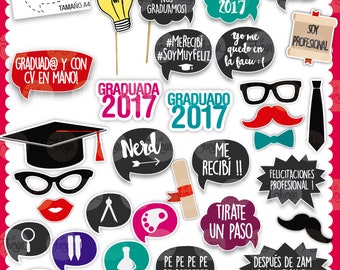 Photo Booth Props Graduacion egresados imprimible