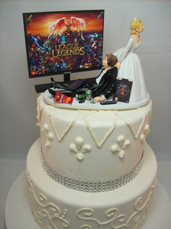 GAMER Funny Wedding Cake Topper LOL Video Game Gaming Junkie