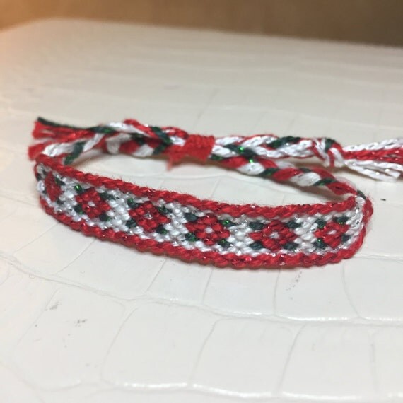 Red Flower Adjustable Friendship Bracelet