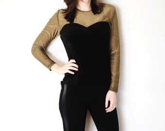 Vintage Black and Gold Velour top