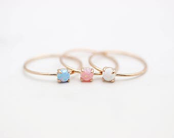 Ring / Delicate Sterlig silver opal Ring / Stackable opal ring / Dainty ring / 925 simple silver ring / Rose gold Ring / Opal jewelry