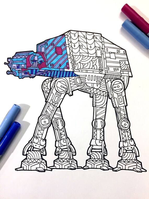 AT-AT Walker PDF Zentangle Coloring Page