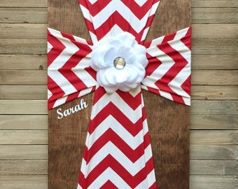 red and white chevron fabric cross decorative crosses unique wall cross wooden cross - Decorative Cross red and white chevron fabric cross decorative crosses unique wall cross wooden cross - Decorative Cross