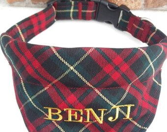 Personalized Dog Bandana, Personalized Dog Collar, Large Dog Collar, Plaid Bandana, Personalized Dog Collar, Dog Collar Bandana, Dog Bandana
