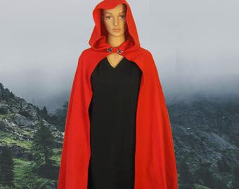Fleece Red Riding Hood Cape/Cloak, Little Red Riding Hood, Kids/Adult Halloween Costume, RPG, Cosplay