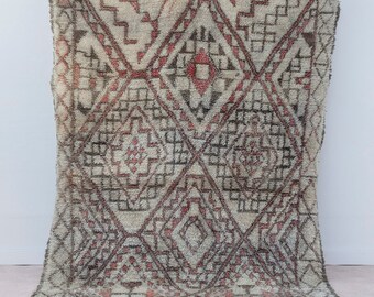 ON SALE, Vintage Beni Ourain rug "WaterColor", Moroccan rug, Berber rug, Mid century modern rug, Vintage rug, Wool rug, Pastel Rug, Boho Rug