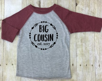 Big Cousin Shirt-Boys Big Cousin Shirt-Baby Announcement Shirt-Pregnancy Reveal Shirt-New Cousin Shirt-Big Cousin 2017-Big Cousin 2018