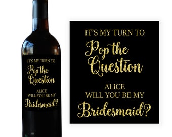 Will You Be My Bridesmaid Wine Bottle Label, Bridesmaid Wine Label, Wedding Party Favor, Wedding Party Gift, Bridesmaid Gift BM023