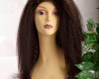 Human hair wig - Mongolian Kinky Straight Lace front Wig/ Lace Closure Wig / custom wig / Virgin human hair wig / Wig Sale /kinky curly wig