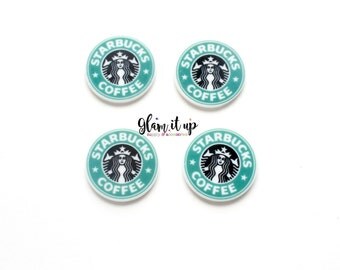Starbucks bow center-starbucks Center- starbucks inspired Flatback resin- starbucks cabochon-starbucks hair bow center-hair bow