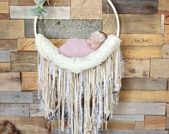 Dream Catcher Newborn Photography Prop - Photo Prop - Ivory - Woodlands - Natural - Hemp - Boho Babies - Bohemian Dreamcatcher