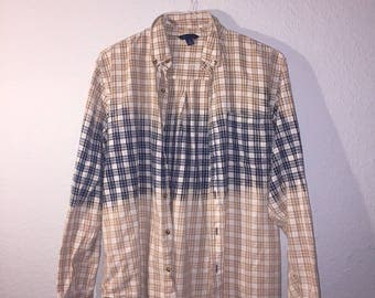 Bleached / Dip Dyed / Blue Plaid Flannel