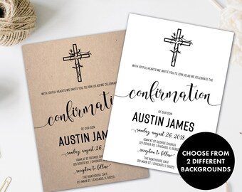Confirmation Invitation | First Communion Invitation | First Holy Communion Invitation | Baptism Invitation | Christening Invitation