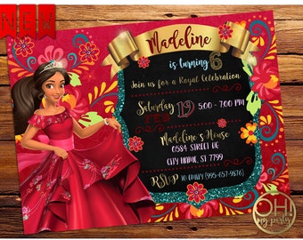 Elena of Avalor Invitation, elena of avalor birthday, elena of avalor birthday invitation, elena of avalor, princess elena invitation, elena