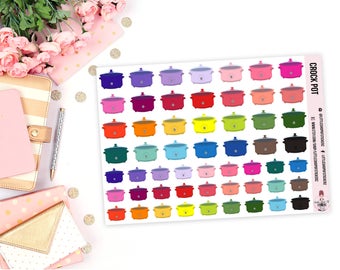 Crock Pot || 55 Slow Cooker Planner Stickers, Item Stickers, Planner Decor, Slow Cooker Stickers, Crock Pot Planner Stickers