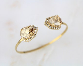 Gold Bridal bracelet, Wedding jewelry, Crystal bracelet, Cuff bracelet, Bridesmaid bracelet, Swarovski bracelet, Champagne wedding