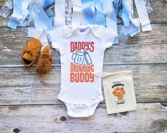 Daddy's Drinking Buddy Baby Onesie - Funny Baby Onesies for Dad - Beer - Funny Milk Shirts - Baby Shower Gifts - Baby Girl Boy Clothes - A28