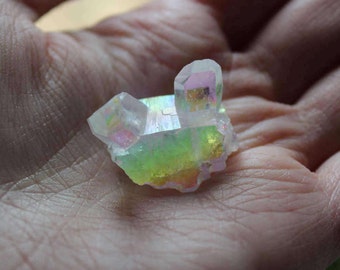 Angel aura quartz, opal aura quartz, angel aura, angel aura cluster, cluster, quartz, crystals, gemstones, minerals, treated crystals