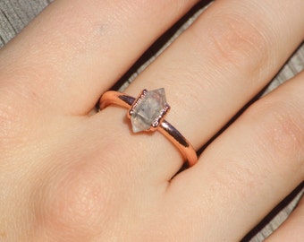 Herkimer Diamond Ring // Electroformed Copper Jewelry