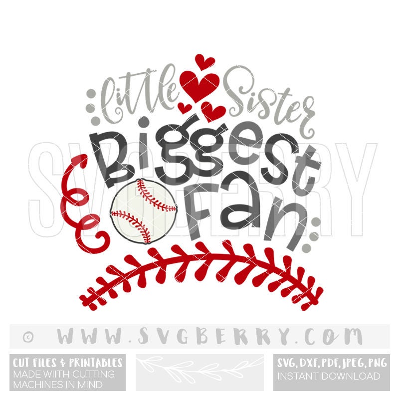 Download Little Sister Biggest Fan SVG / Baseball Sister SVG ...