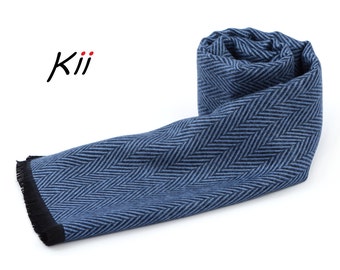 Premium Blue Herringbone Scarf * valentines gift for him * unique gift for him, gift for husband, scarf for Men, simple scarf Sale offers
