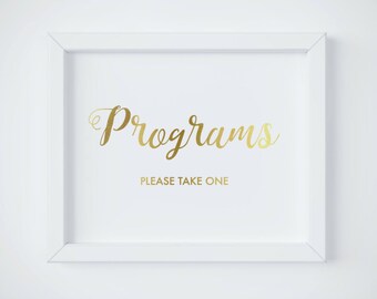 Program Sign, Program Sign Printable, Wedding Program Sign, Gold Printable Signage, Gold Wedding Sign, INSTANT DOWNLOAD