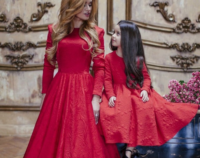 Mother Daughter matching dress, 4 colors, red long ball dress, Mommy Daughter dress, Mom and Daughter dresses, Family matching clothes