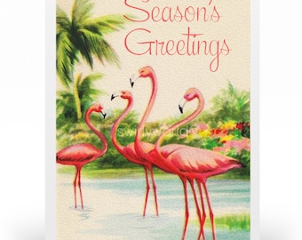 1950s vintage christmas cards printed retro 1950s vintage holiday cards vintage flamingo christmas cards - Tropical Christmas Cards 1950s vintage christmas cards printed retro 1950s vintage holiday cards vintage flamingo christmas cards - Tropical Christmas Cards