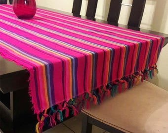 Mexican tablecloth, mexican table runner, mexican party tablecloth, fuchsia tablecloth, cambaya tablecloth, mexican decor, ethnic decor,soho