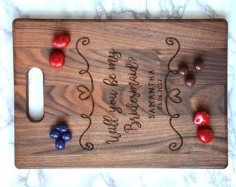 Personalized Cutting Board Wood Handle Be My Bridesmaid Proposal Gift, Bridesmaid Proposal, Asking Bridal Party, Wedding Bridesmaid Gift