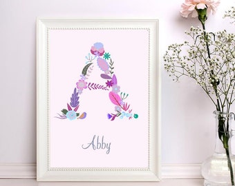 Baby Gift, Custom Name Art, Personalized Gift, Girls Nursery Decor, Nursery Art, Gift for Her, Girls Room, New Baby, Gift for New Mom