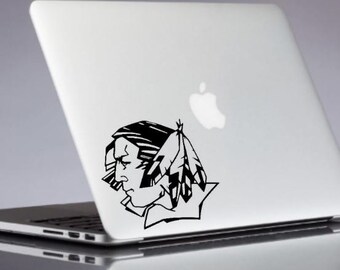 Fighting Sioux Decal - ND University Sticker - Macbook Decals - Laptop Decal - Wall Sticker - Gold Decal - Vinyl Decals - Macbook Stickers