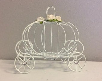Decorated Cinderella pumpkin carriage, Princess carriage, wedding favor box, pumpkin wedding decorations, candle holder, or baby shower box