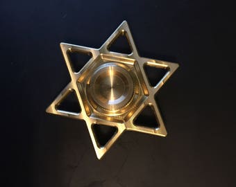 Star of David Fidget Toy Finger Spinner in Brass, Stainless, or Titanium