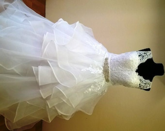 Lace, organza ruffles luxury ball gown wedding dress