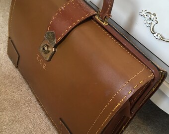 Poignée De Cartable Ou Valise En Tôle Vintage - Marron, Style Rétro Avec Bouton, Fabrication France