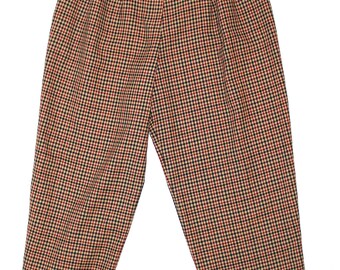 Vintage Women's Clothing • Wool Checked Trousers • High Waisted • 1980’s Pleated Pants