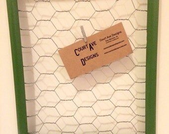 Farmhouse wire frame, rustic memo board, painted chicken wire frames, photo display board, chicken wire decor, farm house wire frame
