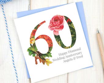 Diamond wedding anniversary card modern designer